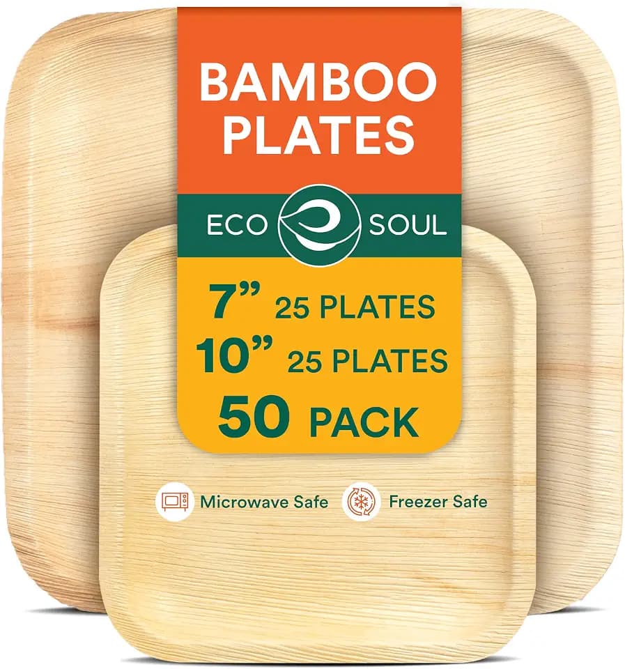 ECO SOUL Bambus teller Bundle | Einwegteller Set(25x2)