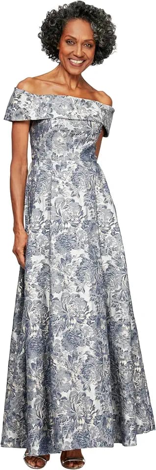 Alex Evenings Women's Formal Long Ballgown Mother of The Bride Dress with Pockets