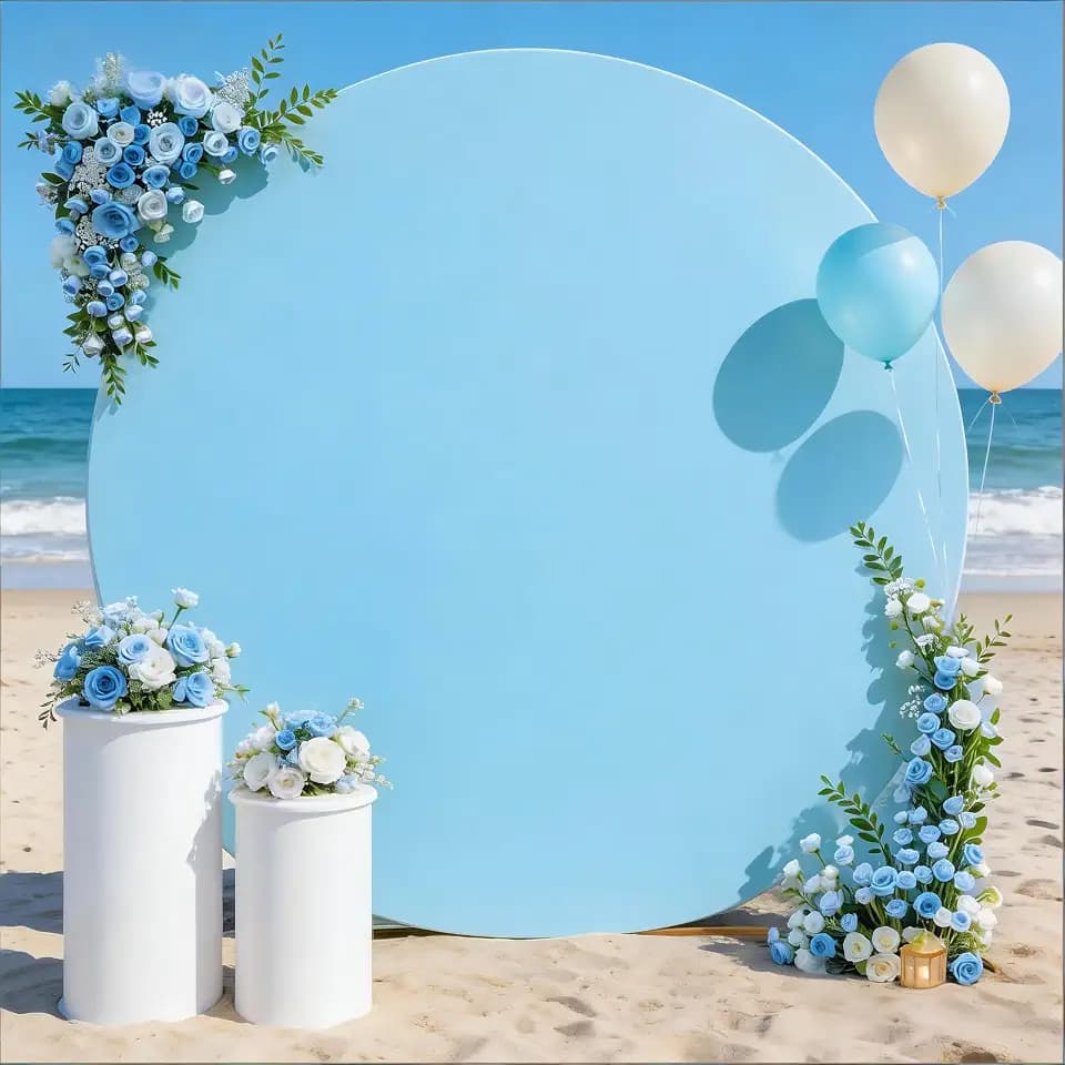 Baby Blue Round Backdrop Cover 7.2 FT Stretch Spandex Circle Arch Cover