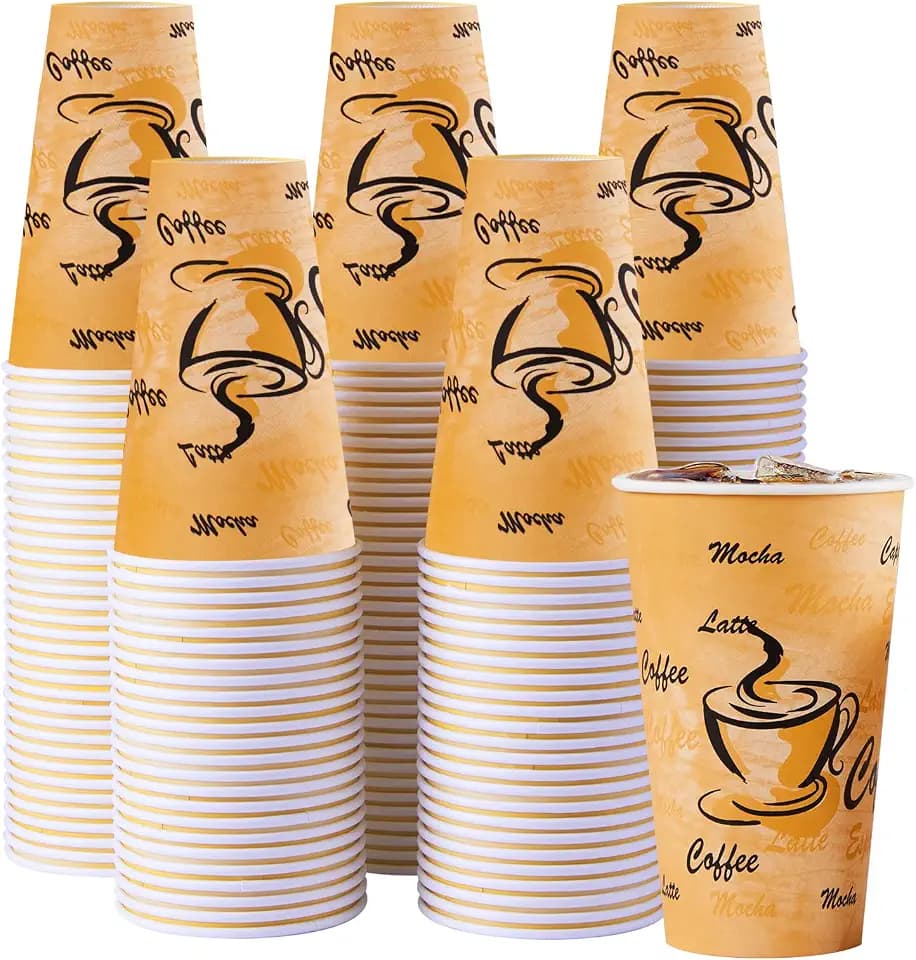 Lamosi 180 Pack 16 oz Coffee Cups, Disposable Paper Cups No Lids