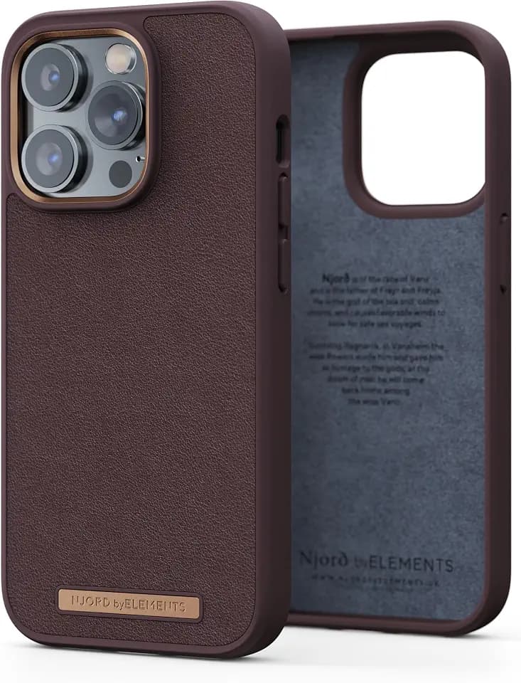 NJORD Coque Cuir VERITABLE iPhone 14 PRO Marron