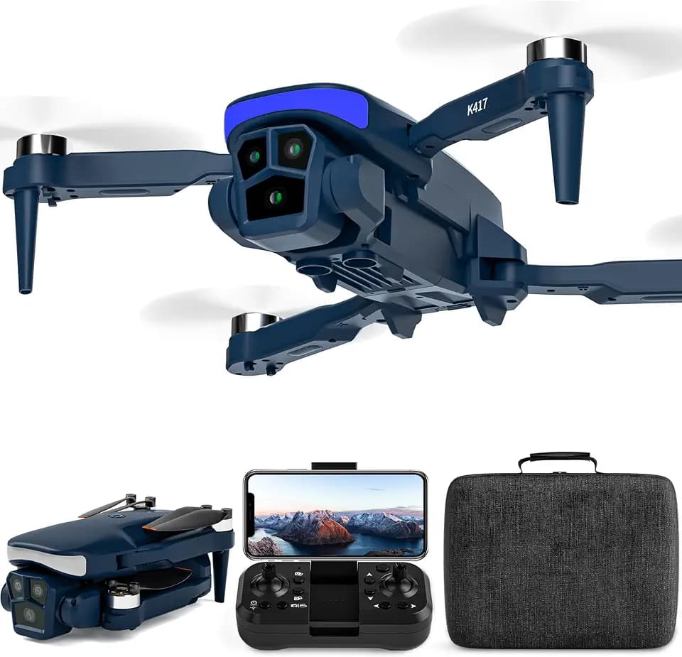 Drohne mit LED Blau Lampe, Bürstenloser Motor Drohnes mit HD 1080P Kamera Drohne für Anfänger,Mini RC Quadrocopter mit FPV 5GHZ WiFi Übertragung, 3D Flip,Höhenhaltung,Modulare Batterie