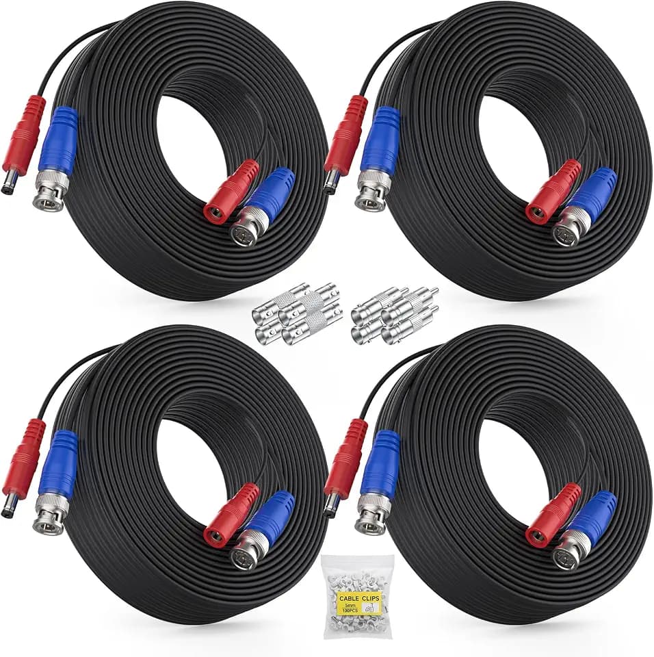 ANNKE 4 Pack 30M/100ft All-in-One Video Power Cables, BNC CCTV Camera Wire