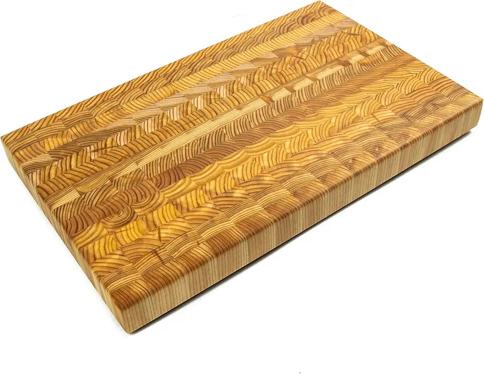 Larch Wood Canada Premium End Grain Small Cutting Board, Handcrafted for Professional Chefs & Home Cooking, 17-3/4" x 11" x 1-1/2"