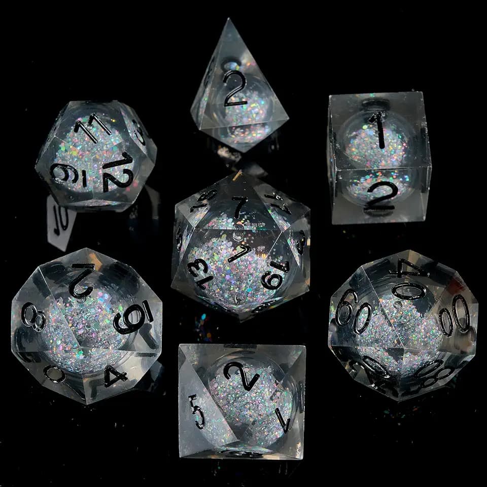 FugaCity Dice Set,Handmade Sharp Edge 7 Piece Resin Dice-Dungeon&Dragons Polyhedral Dice Set, D&D Dice Set with Gift Dice Case for RPG MTG Table Games