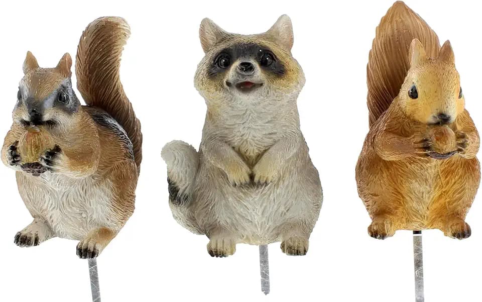 The Bridge Collection 3.5" Garden Critters - Set of Three - Animal Garden Stake - Spring Decor for Garden - Flower Pot Decor - Metal Flower Garden Stakes - Outdoor Yard Decor - Decorative Metal Stake