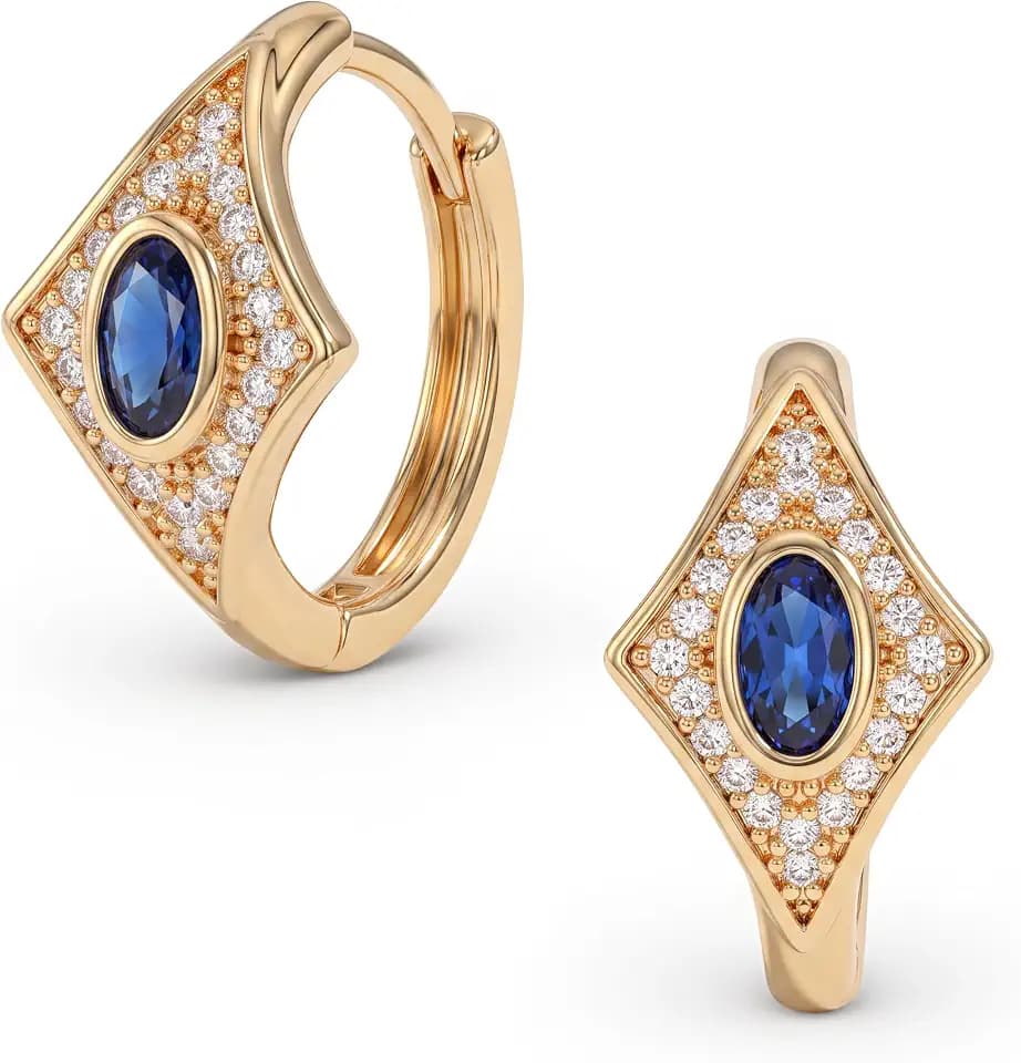 VACRONA Gold Hoop Earrings for Women, 14K Gold Plated Cubic Zirconia Chunky Huggie Earrings, Vintage Jewelry for Gifts