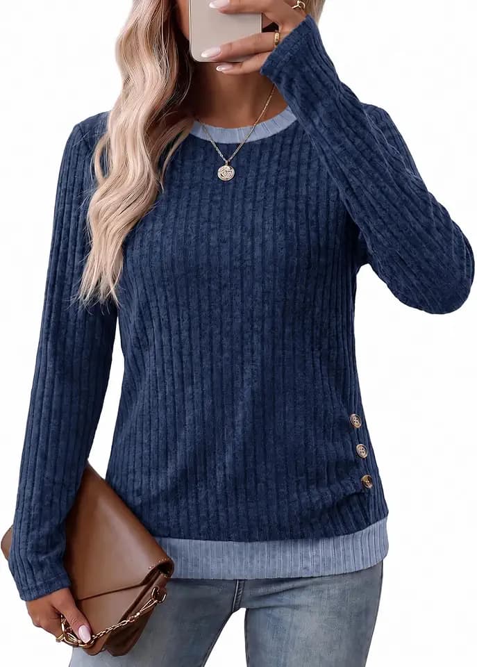 Sampeel Long Sleeve Shirts for Women Lightweight Sweaters Fall Tops