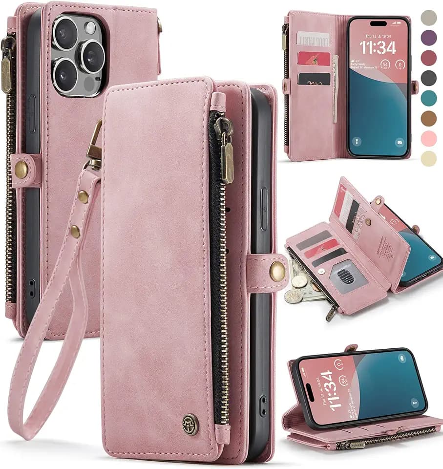 Defencase for iPhone 12 Pro Max Wallet Case with RFID Card Holder, Rosepink
