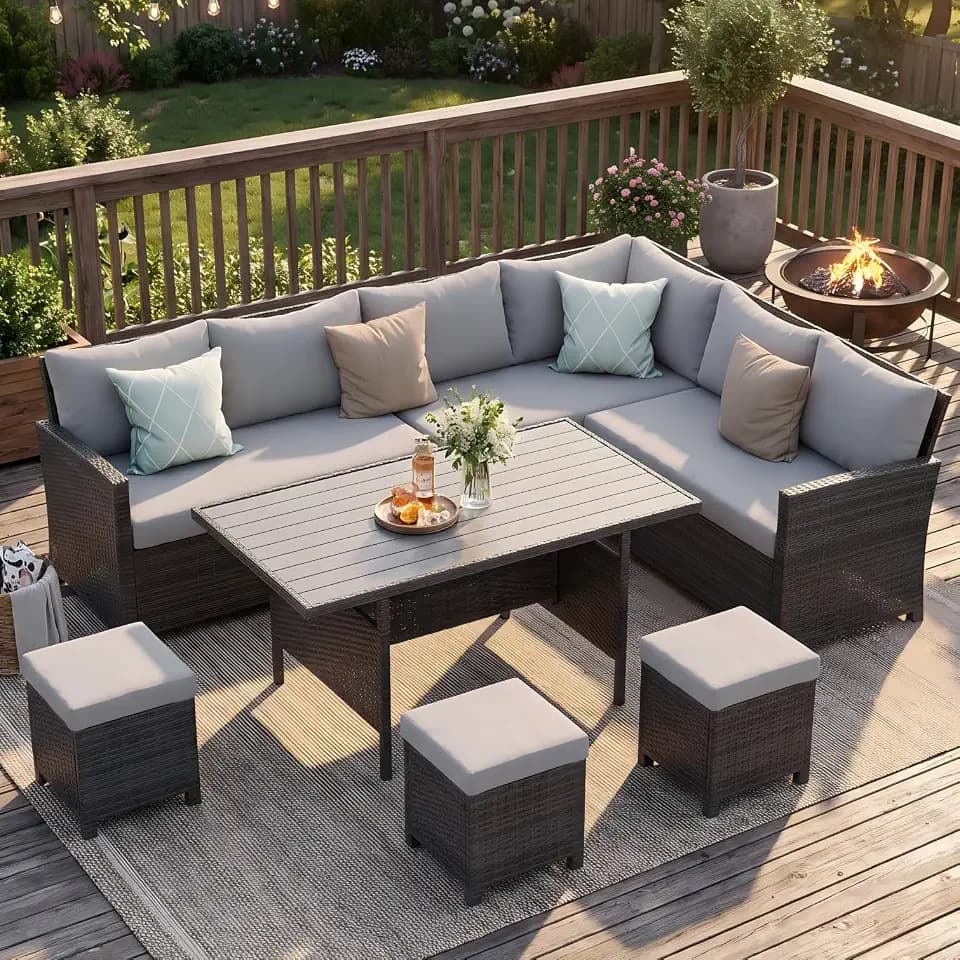 Wisteria Lane 7 Piece Patio Furniture Set, Patio Sectional for All Weather