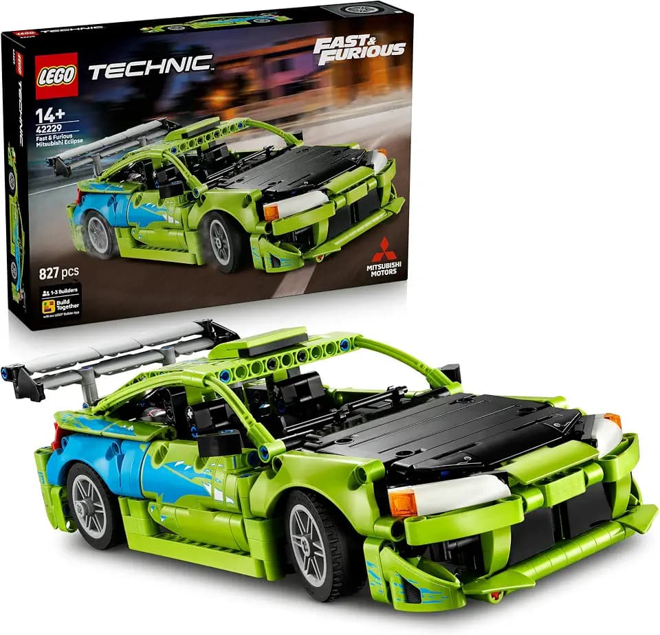 LEGO Technic Fast and Furious Mitsubishi Eclipse Auto - Modellbau Auto - Sammlerset inkl. Lenkung und 2 NOS-Flaschen - Geschenk für Jungen ab 14 Jahren und Erwachsene Filmfans - 42229