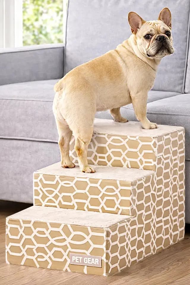 Pet Gear Pet Step III Pet Stairs, Cream Line Trellis Soft Step