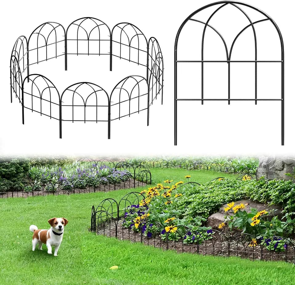 Decorative Garden Fence, 10.5 ft No Dig Flower Bed Border, 10 Pack