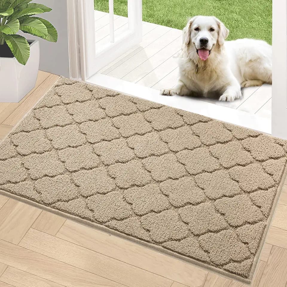 Timo Indoor Door Mat 24" x 36", Dirt Trapper Door Mats, Beige
