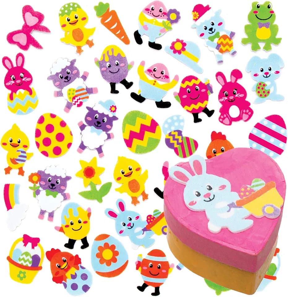 Baker Ross Schaumstoff-Aufkleber für Ostern, AT462, kreativer Kunst- und Bastelbedarf für Kinder, zum Basteln und Dekorieren (120 Stück)