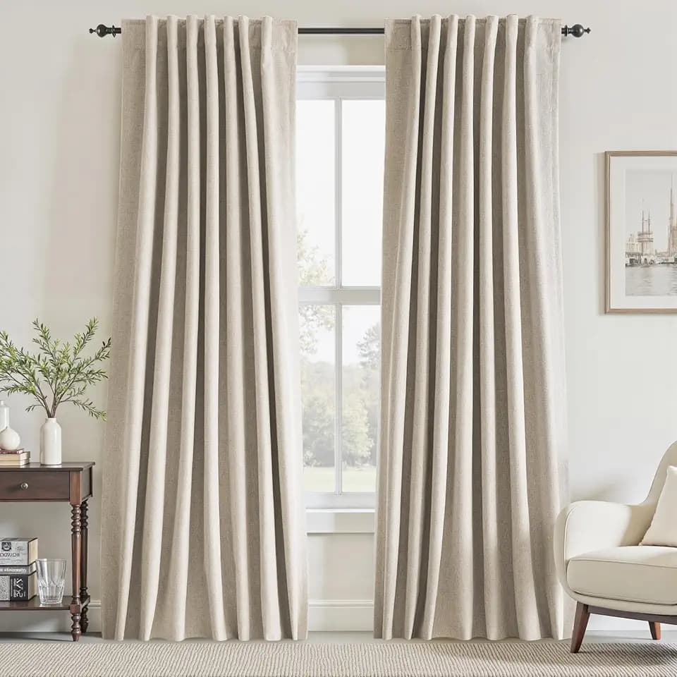 Blackout Curtains for Bedroom Living Room 90 Inch Long, Oatmeal