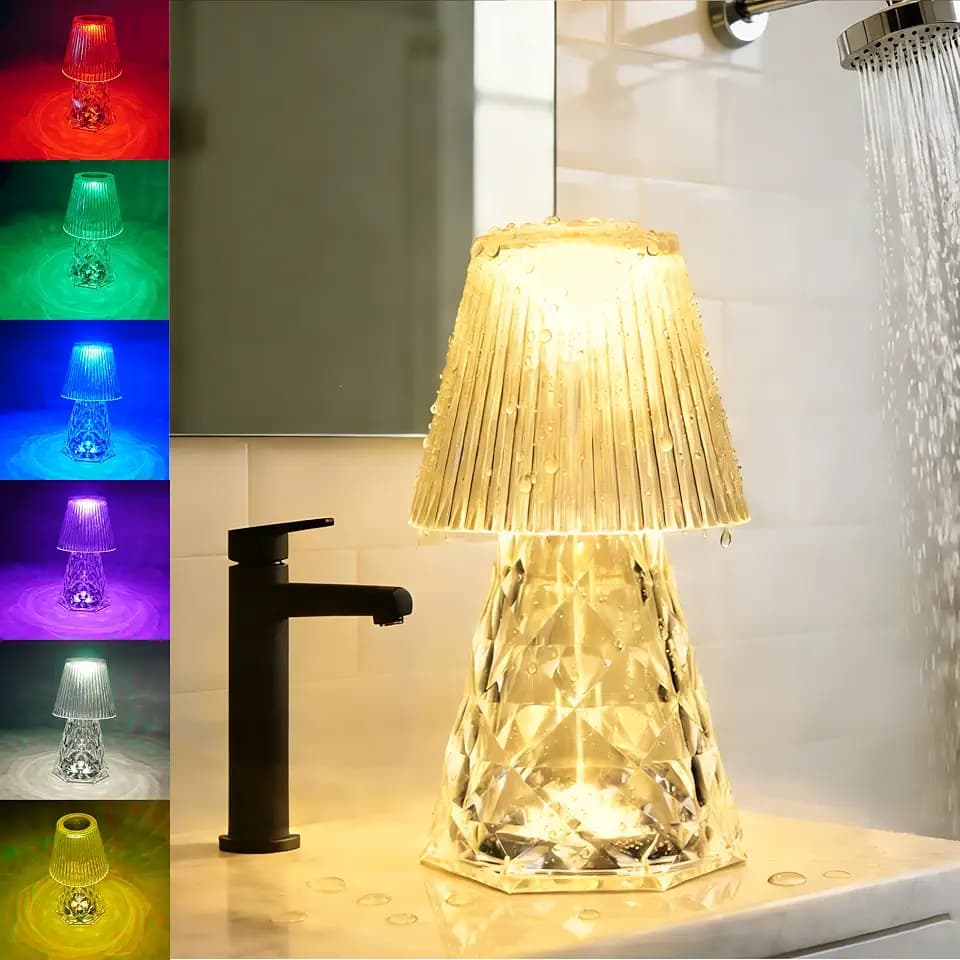 Waterproof Shower Lamp for Inside Shower Crystal Rechargeable RGB Dimmable