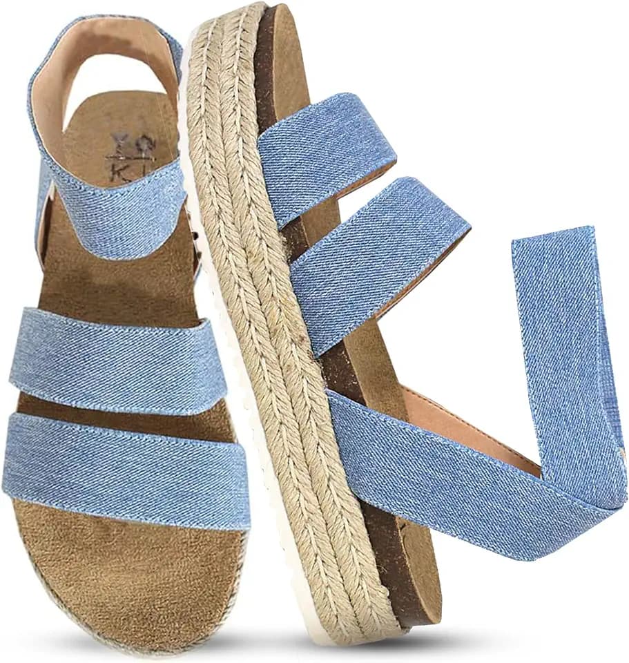 YOKI CHIARA-10 Strappy Womens Sandals With Espadrille Platform - Slip On Wedge Sandals For Women, Lightweight Comfortable Wedge Sandal