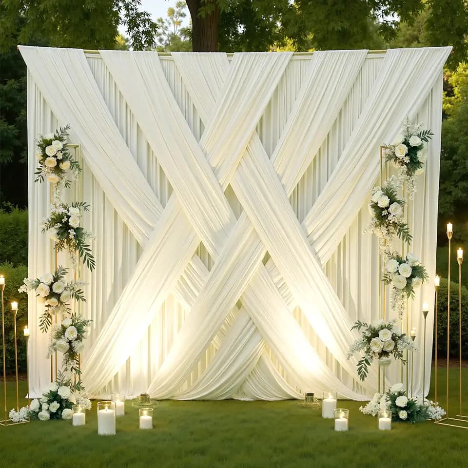 30x12 ft Ivory Backdrop Curtains for Weddings Parties, Birthdays and Photos