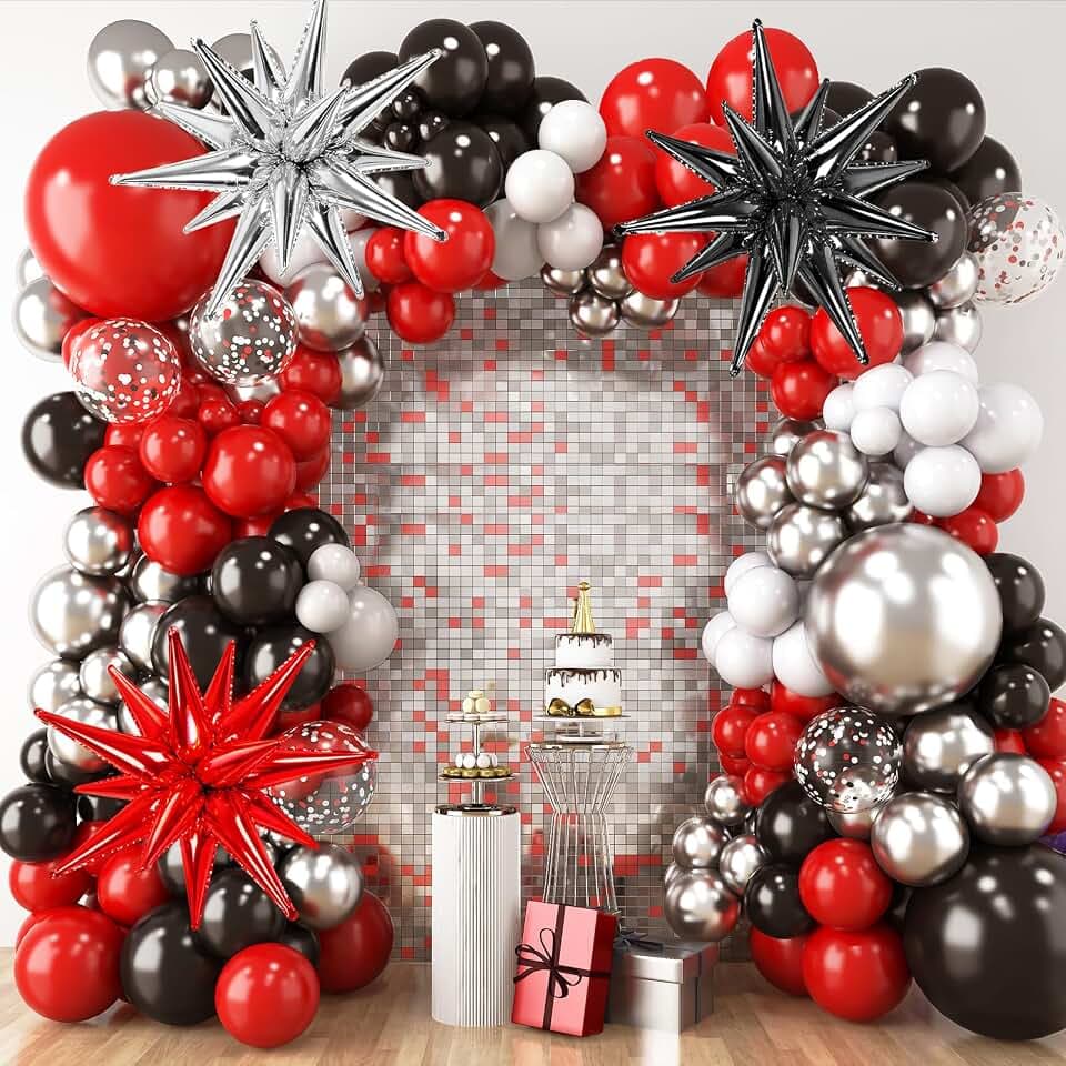 RUBFAC Red and Black Balloon Arch Kit 140pcs