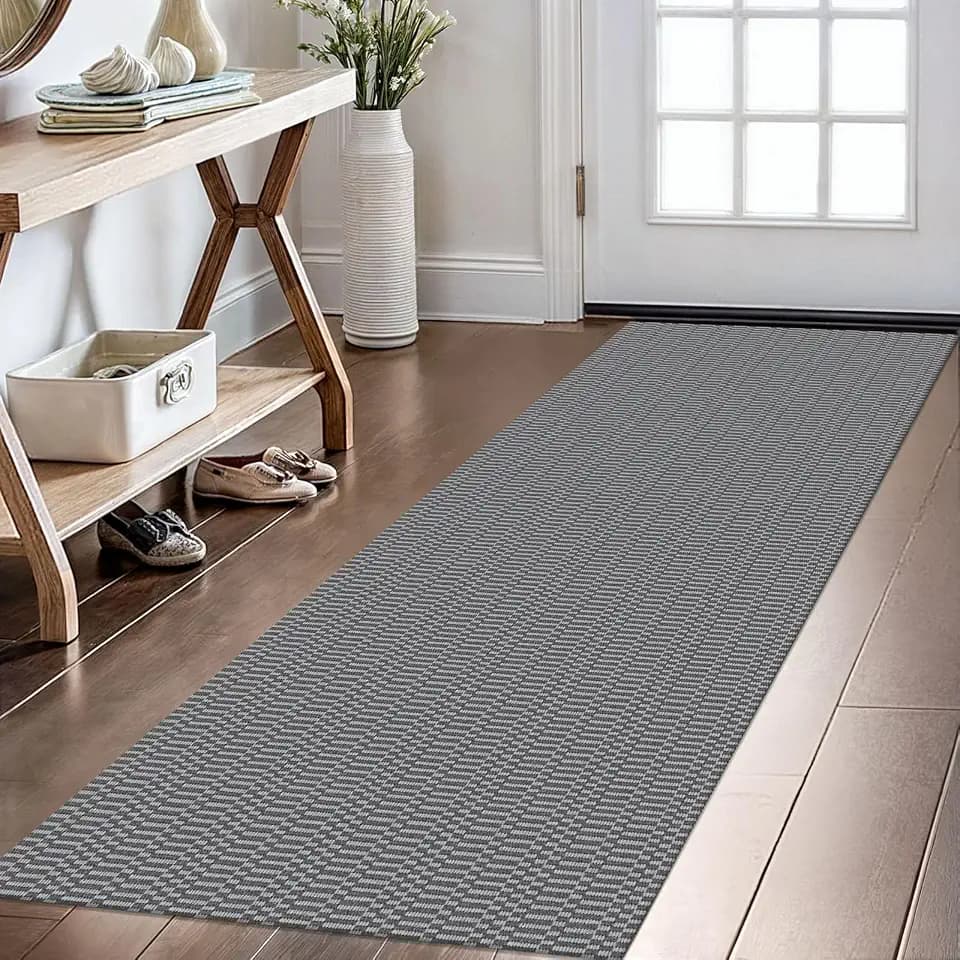 KOZYFLY 2x6 Runner Rug, Washable Non Slip Woven Kitchen Hallway Rug, Grey