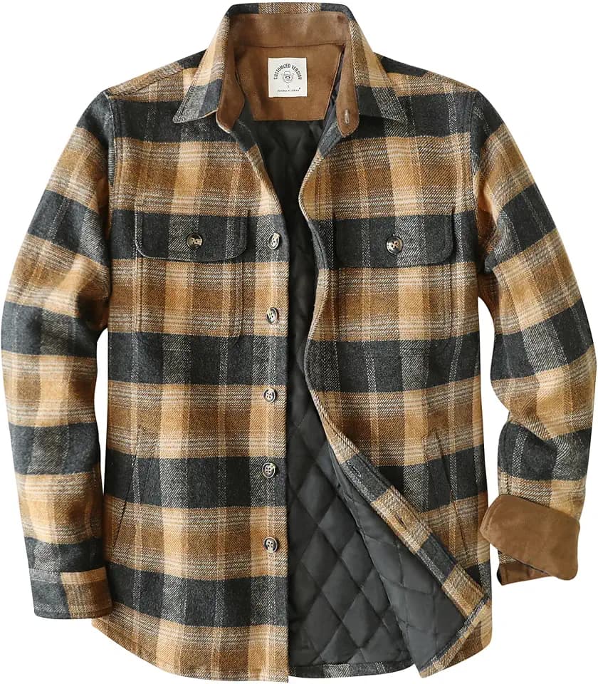 Dubinik® Mens Shacket Flannel Shirt for Men Lightweight Jacket Casual Coat