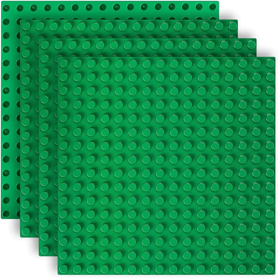 4 STK Bauplatte Kompatibel mit Lego Duplo Platten, 25x25cm Grundplatte Kompatibel mit Lego Duplo Bauplatten, Platten-Set Kompatibel mit Legoplatten, Kreatives Spielen, Grün