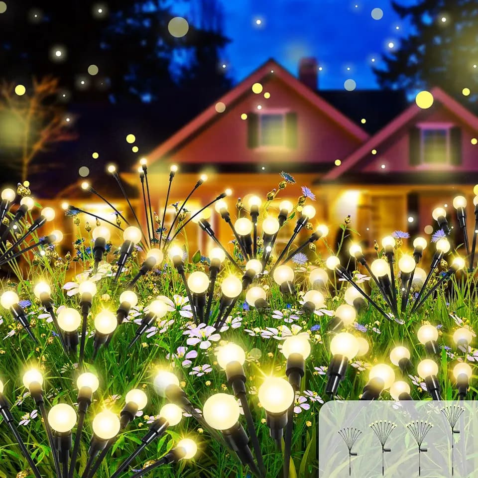 Solar Firefly Lights Outdoor, 4 Pack Fairy Garden Lights,8 Modes