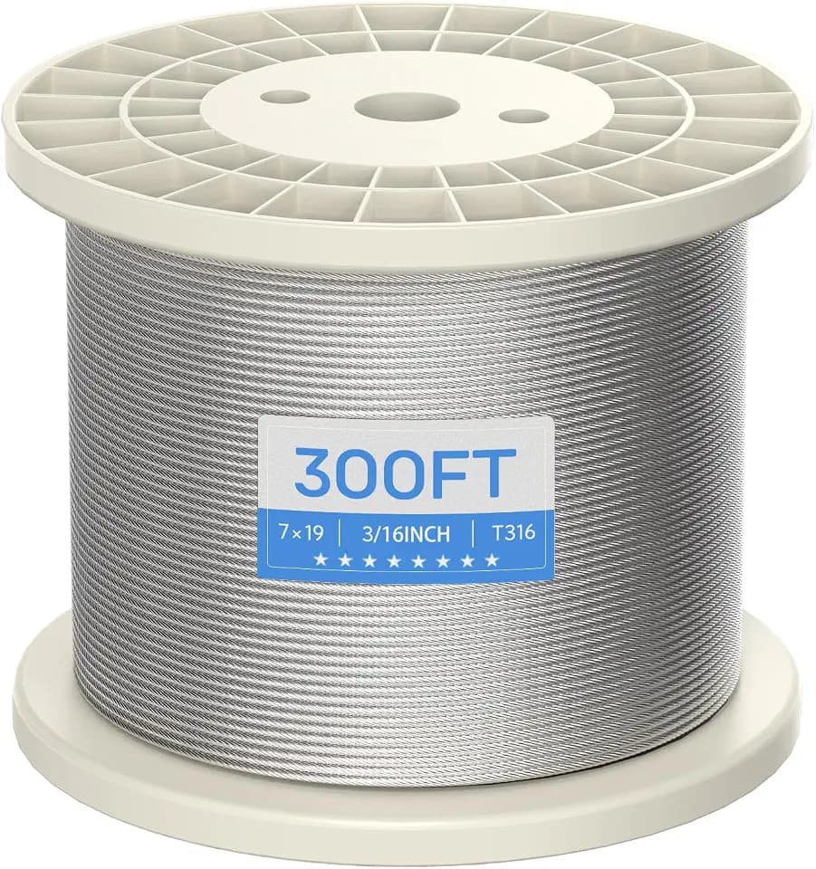BLIKA 300FT 3/16" Stainless Steel Cable, T316 Marine Grade