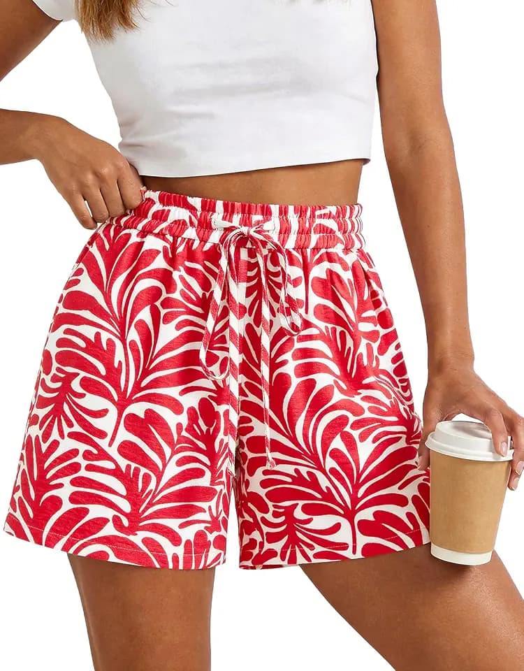 PRETTYGARDEN Elastic Waist Summer Shorts for Women with Pockets
