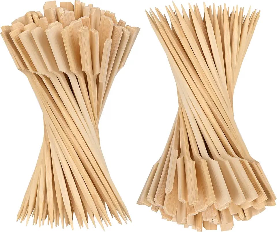 Bamboo Skewers 8 Inch, 200 PCS Cocktail Skewers, Wooden Skewers for Appetizers，BBQ，Fruit Kabobs，Sandwich，Drink.