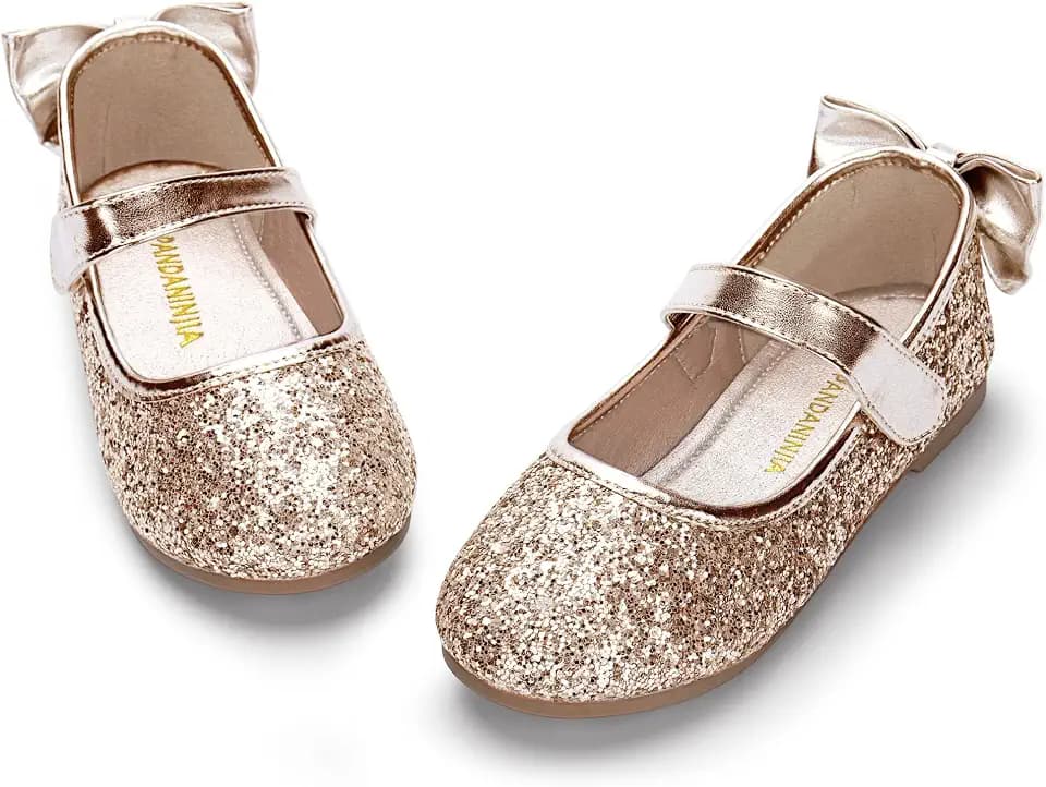 PANDANINJIA Toddler Dress Shoes Flower Girls Ballet Flats