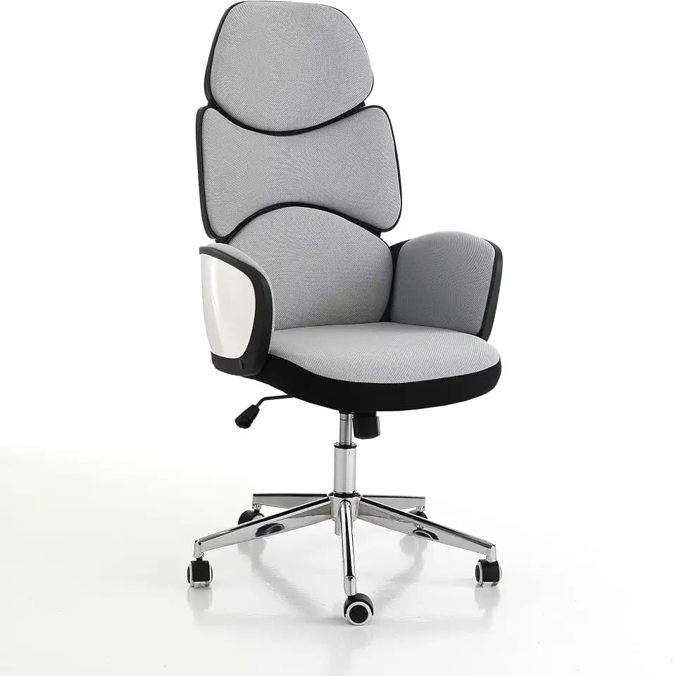 Bürostuhl Paddle - Modern - Eisgrau und Schwarz - Metall - 16 kg - 119/129 cm x 64 cm x 69 cm - Höhenverstellbar - Armlehne - Drehgelenk - Glatt - Gepolstert - Arbeitszimmer