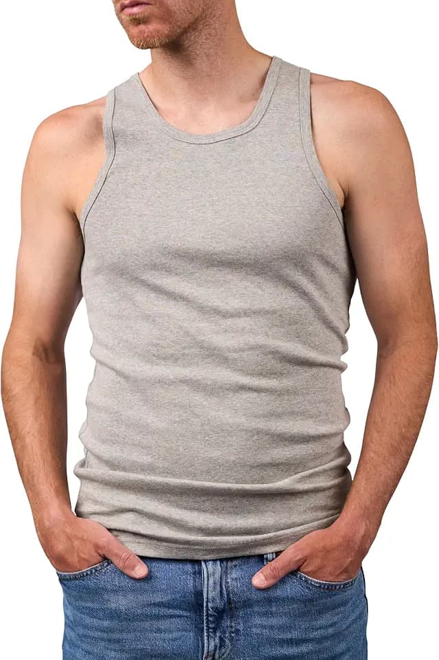 Basic Treasure 5er Pack Unterhemd Herren 100% Baumwolle, Tank Top