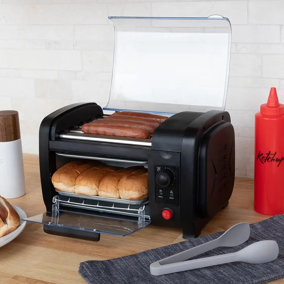 Great Northern Popcorn Hot Dog Toaster Oven with 5 Stainless-Steel Rollers
