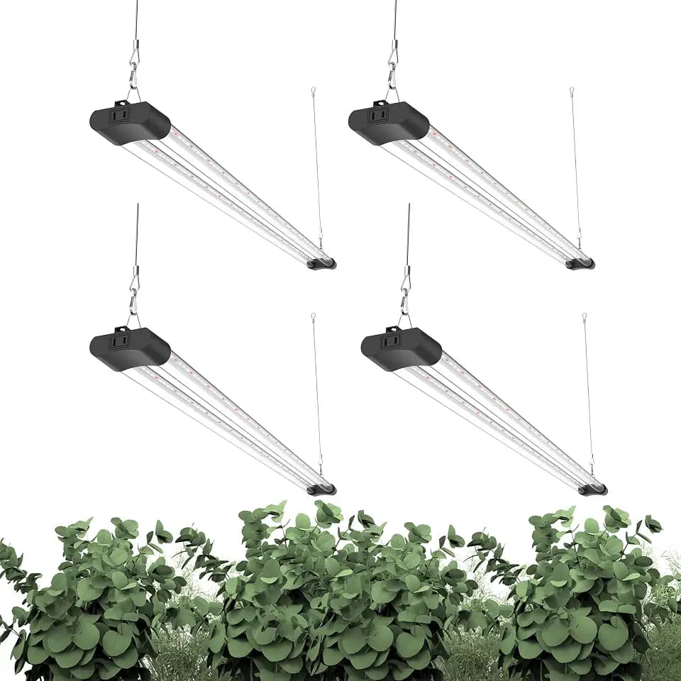 LED Grow Light Full Spectrum Light Linkable 5000K Daylight + 660nm Red Indoor Plant Lighting Fixture (4-Pack 4 FT)