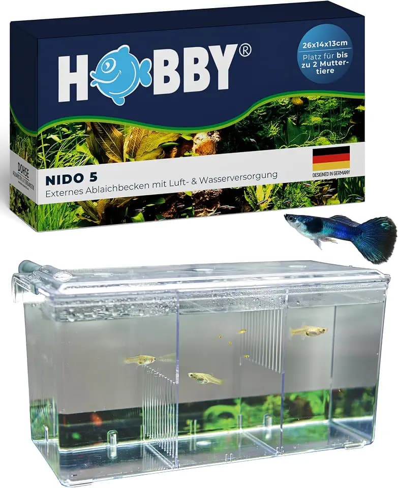 HOBBY Aquaristik Nido 5 I 26 x 14 x 13 cm I externes Ablaichbecken mit Luftversorgung I zum Separieren von trächtigen Fischen und zur Aufzucht von Jungfischen I Fisch Ablaichkasten für Aquarien