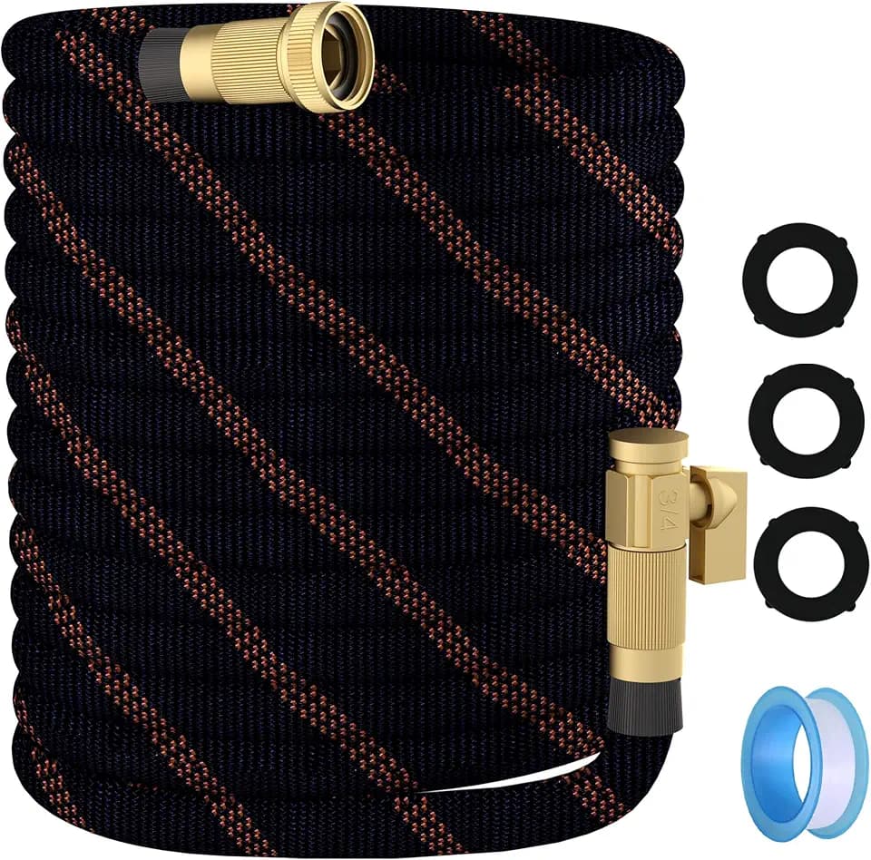 Garden Hose 50ft - Non-Expandable, Flexible, Kink-Free - 3/4'' Fitting High-Pressure & Lightweight Garden Water Hose with Burst Resistance - All-Weather Use for Gardens, Car Washing & Pet Care