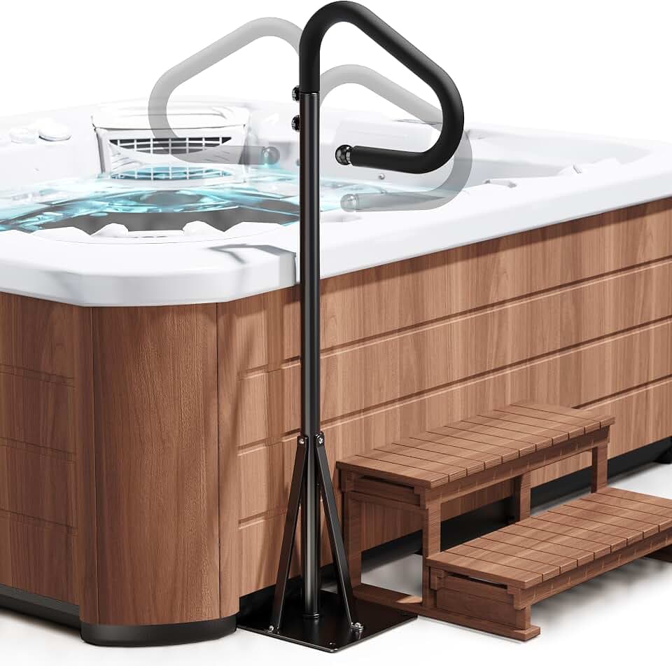 55"-62" Hot Tub Handrail Side Safety Rail, 360° Swivel Spa Grab Bar