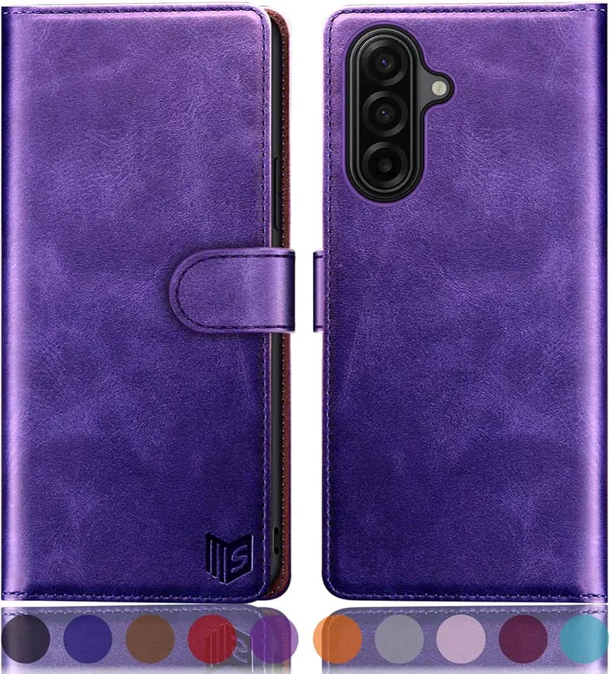 SUANPOT Compatible with Samsung Galaxy A17/A26 Wallet case with RFID Blocking Credit Card Holder,Flip Book PU Leather Protective Cover Women Men for Samsung A17 Phone case Purple