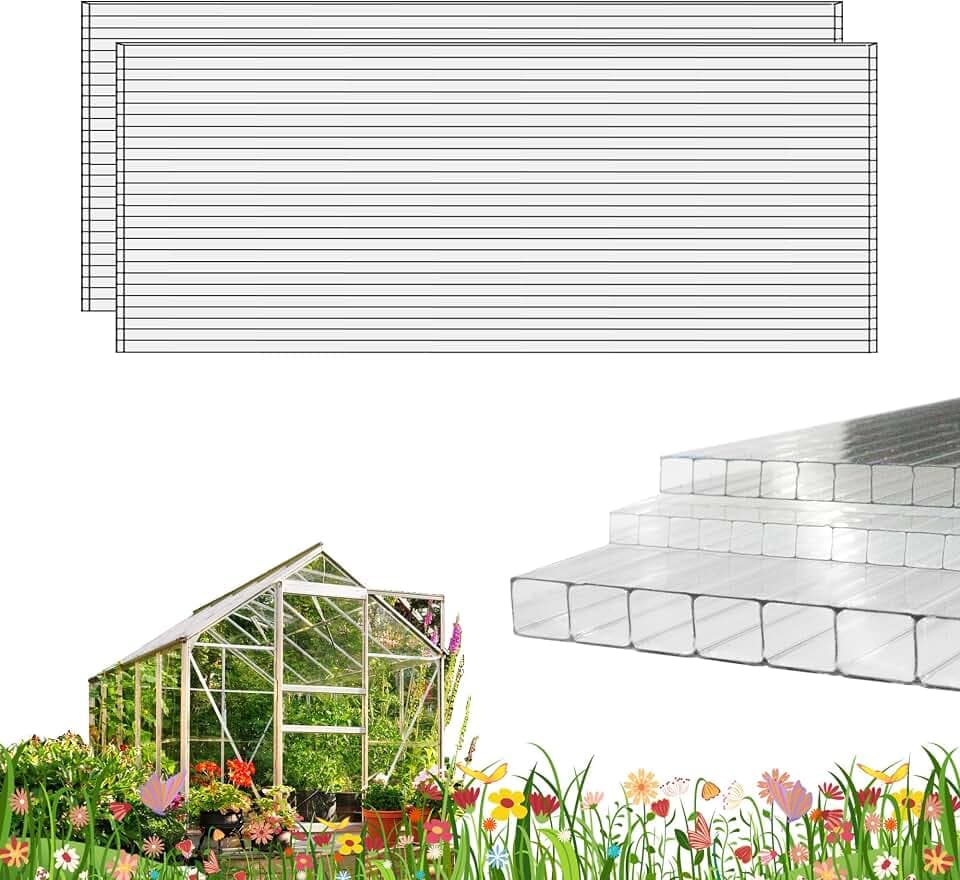 6 PCS 4' x 2' x 0.32'' Polycarbonate Greenhouse Panels