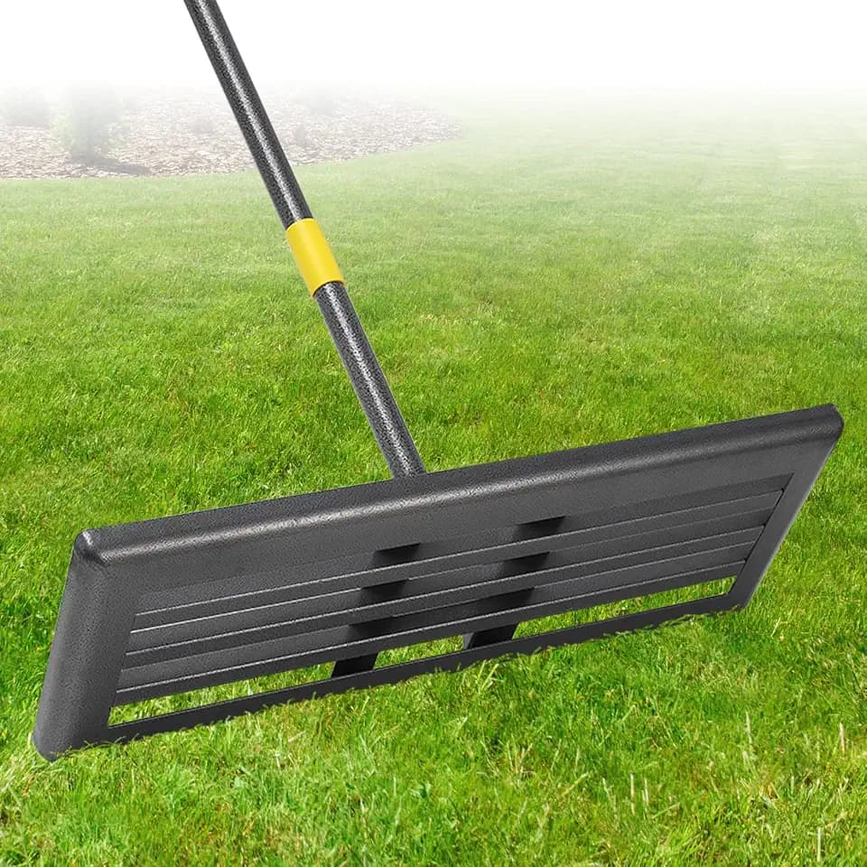 Professional Lawn Leveling Rake 30x10in - Heavy Duty Leveling Tool with 80" Adjustable Stainless Steel Handle | Golf Field Sand Spreader, Football Pitch Grass Leveler | Rustproof Turf Grading Rake