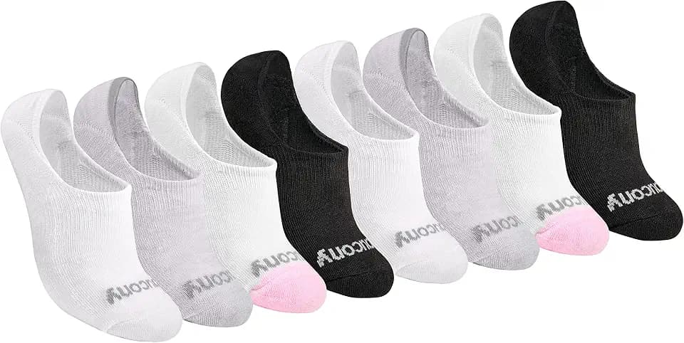 Saucony Women's No Show Cushioned Invisible Liner Socks (8, 16 Pairs)