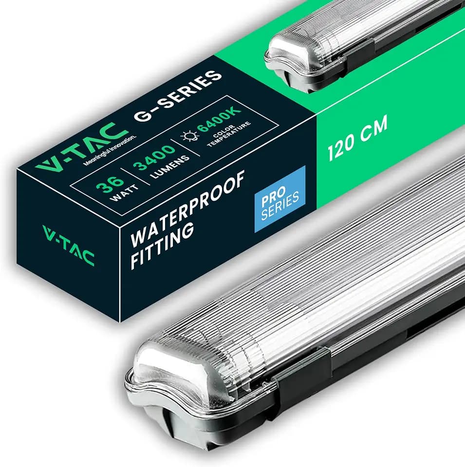 V-TAC Feuchtraumleuchte LED 120 CM - WASSERDICHT IP65-36W - Samsung Chip - Rechteckige Lampe 3400 Lumen IP20 für Wand, Garage, Lager - LED Röhre - Deckenleuchte LED - Licht Kaltweiß 6500K