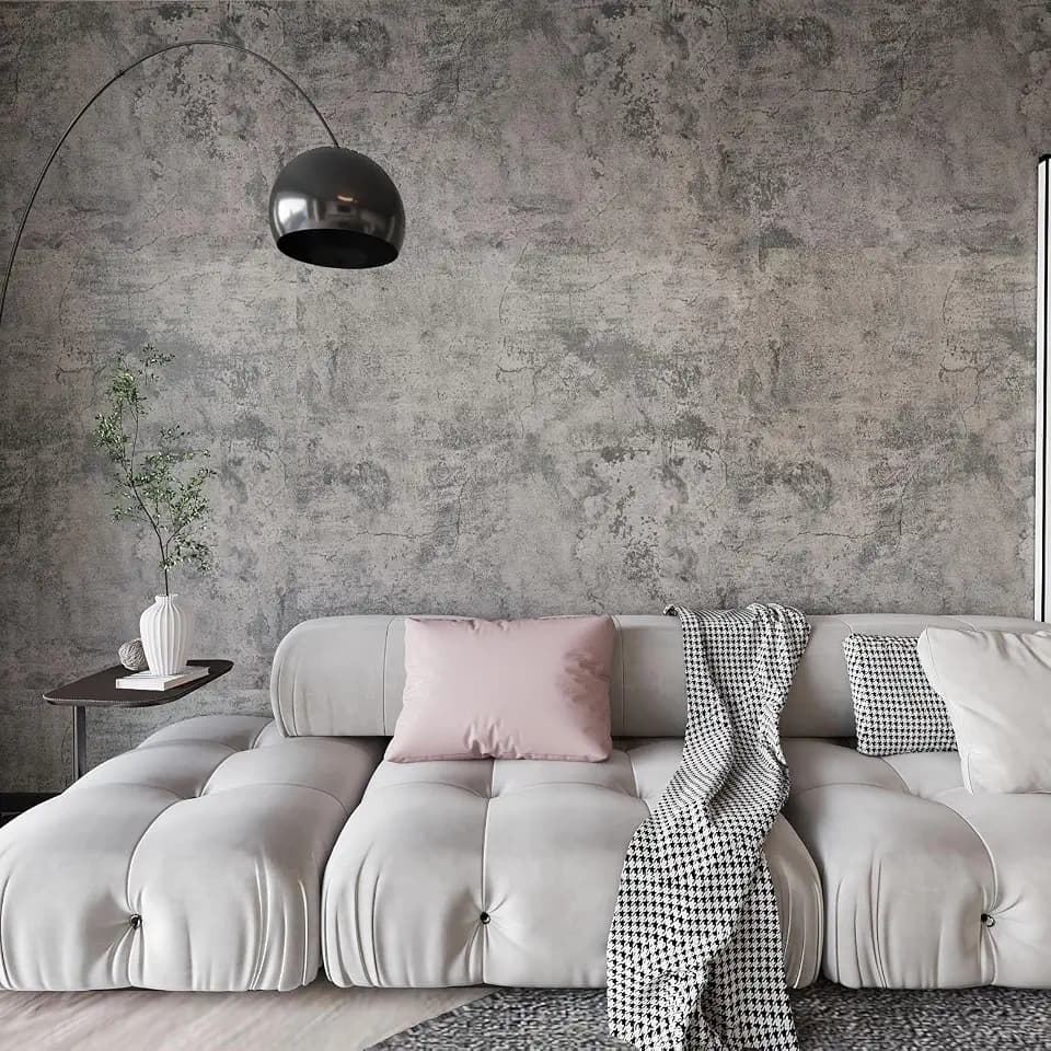 BAYYA Cement Gray Contact Paper Concrete Peel and Stick Wallpaper Industrial Style Self Adhesive Paper Waterproof Removable Decorative Paper Vinyl Film Furniture Stickers for Bathroom Kitchen Cabinets