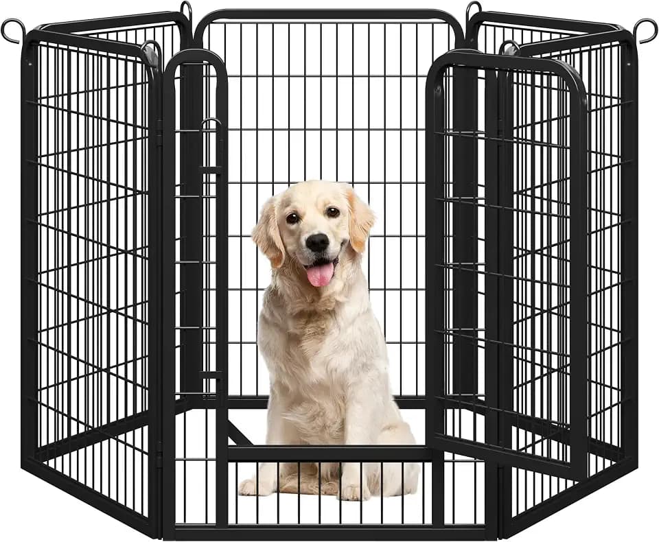 Yaheetech Welpenauslauf 6 Panele 100 cm hoch Metall mit Tür | Hundelaufstall Freilaufgehege für Hunde Wohnung & Garten, faltbar, werkzeugfreier Aufbau, Indoor/Outdoor