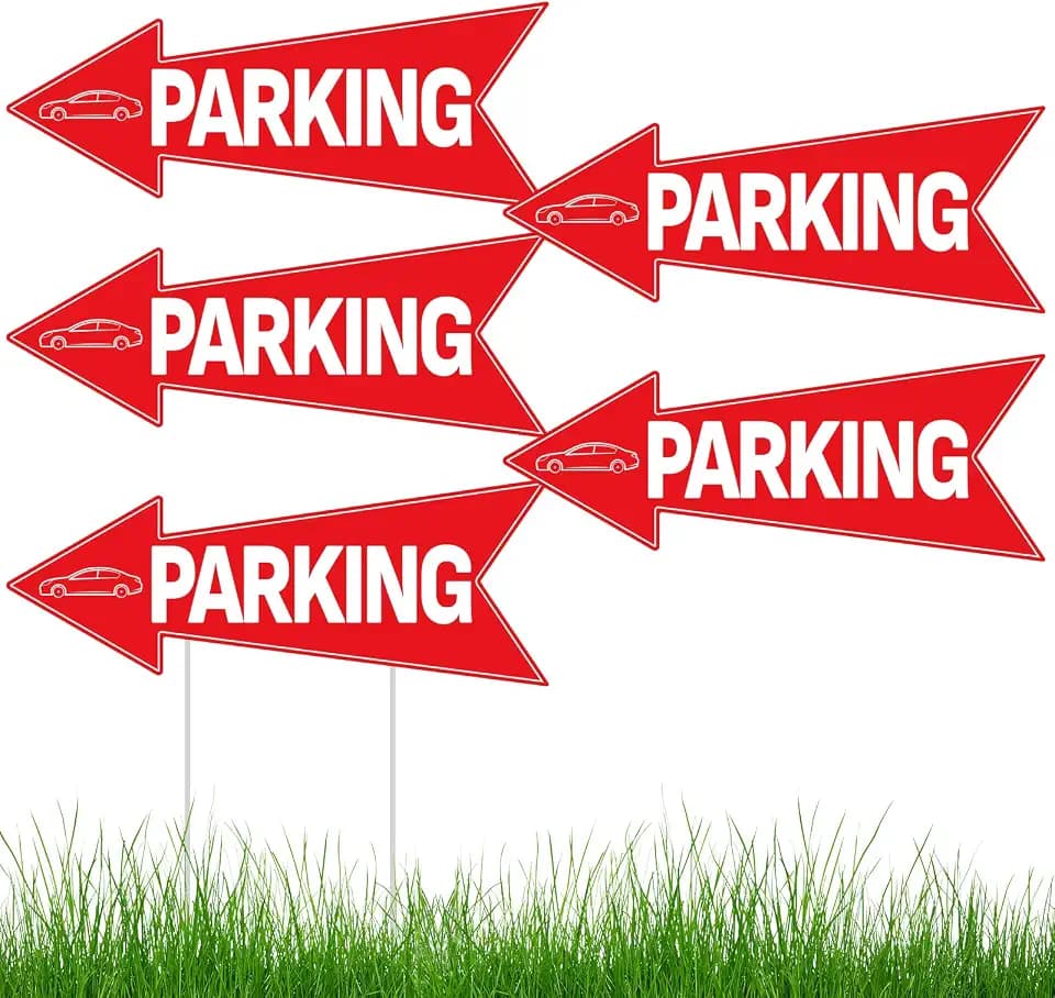 5pcs Arrow Parking Signs with Stake 14.4"x5.5" Double Sided