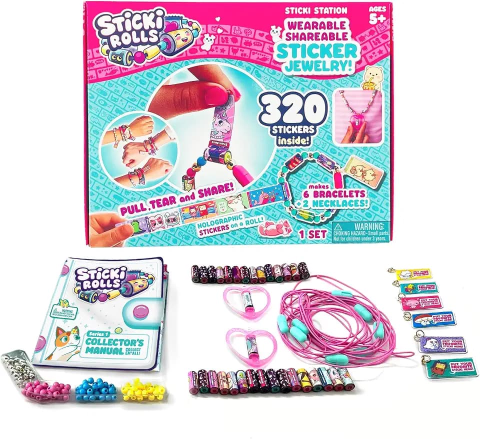 Sky Castle Sticki Rolls Sticki Station, Wearable Shareable Stickers, Ultimate DIY Sticker Jewellery Kit, Bracelets and Necklaces