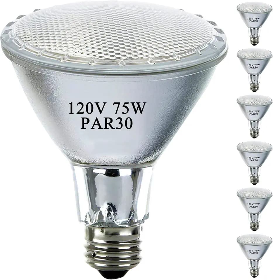 Par30 75W 120V Halogen Flood Light Bulbs Long Neck,2700K Warm White Dimmable High Brightness, E26 Base, Great for Accent Lighting, Tracking Light, Recessed Light Bulb