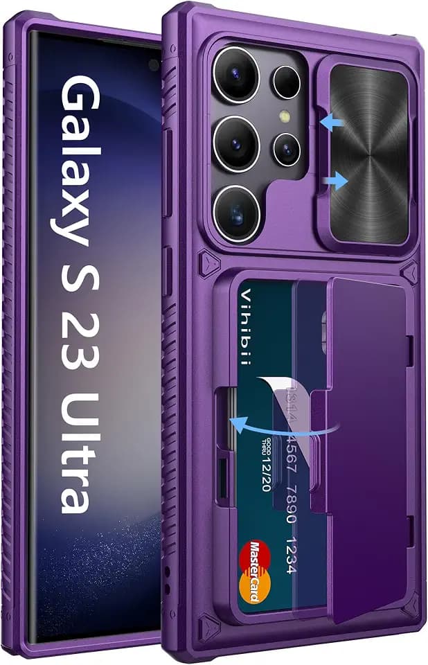 Vihibii for Samsung Galaxy S23 Ultra Case Wallet, Card Holder, Dark Purple
